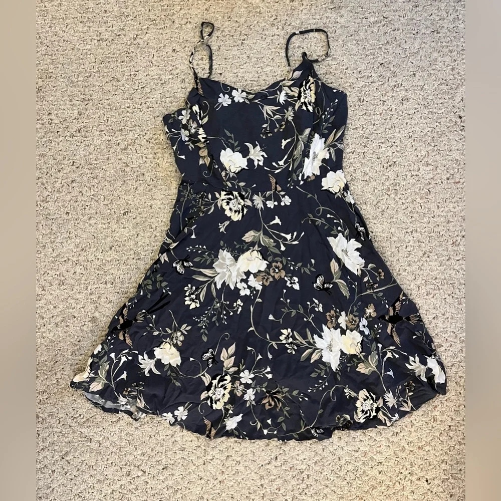 OLD NAVY Dark Grey Floral Summer Dress - Picture 1 of 4